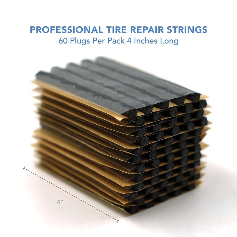 CKAuto 60pcs 4" Black Tire Repair Strings, Automotive Tool Tire Repair Plugs for Tubeless Off-Road Tires Car, Bike, ATV, UTV, Wheelbarrow, Mower - Image 2